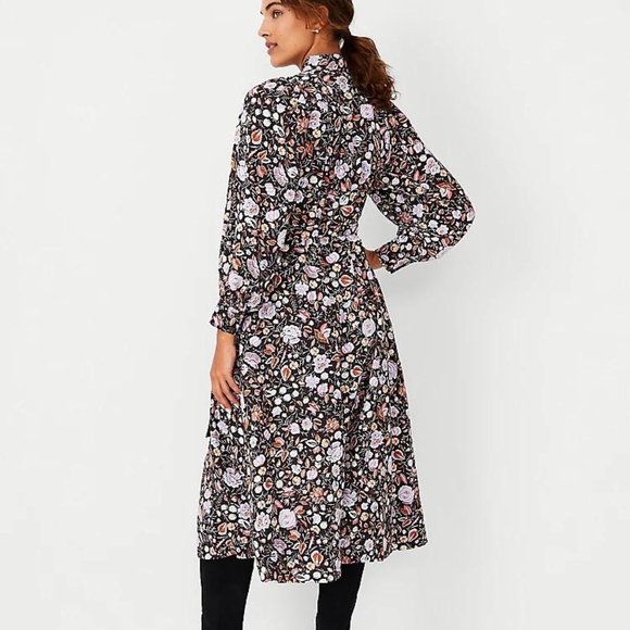 Ann Taylor Floral Collared Midi Shirtdress For Women New - Picture 6 of 12